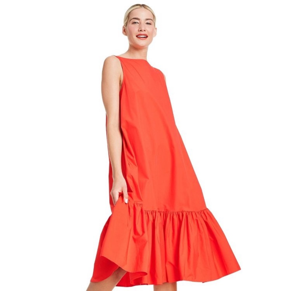 Sleeveless Ruffle Shift Dress with pockets. - Picture 3 of 7